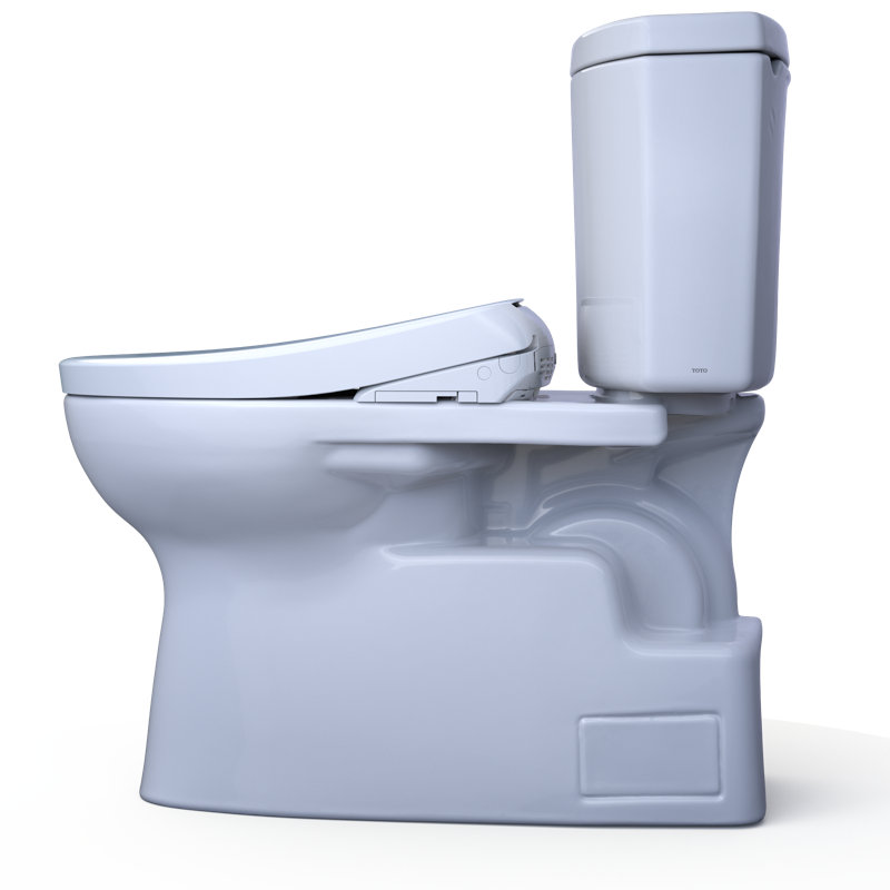 Vespin® II 1.28 GPF Elongated Floor Mounted Two-Piece Toilet (S7 Bidet Seat Included) with Auto Flush