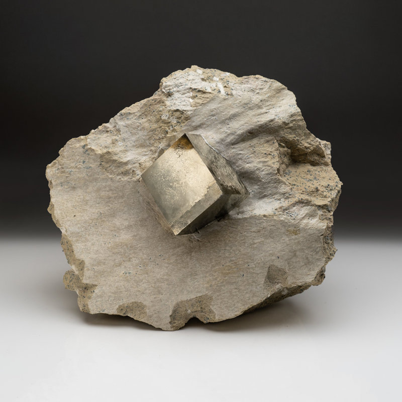 Large Genuine Pyrite Cube on Matrix