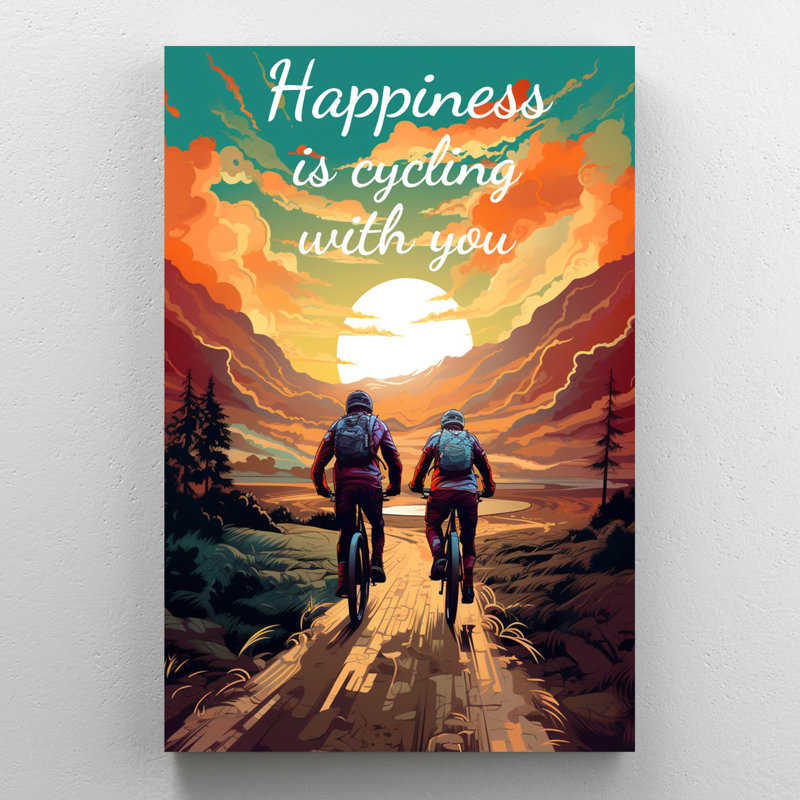 «Happiness Is Cycling With You» sur toile, H 14 po x l 11 po x P 1,25 po