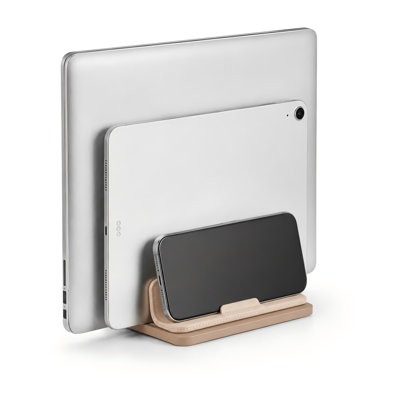 Vertical Laptop Stand with Dual Slots and Adjustable Desk Organizer