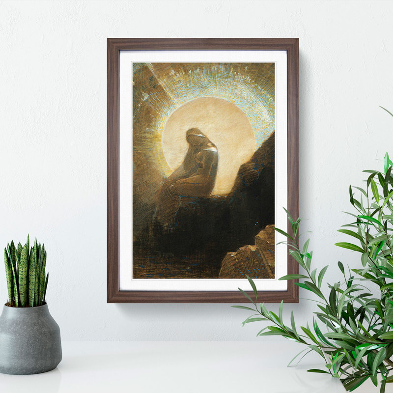 Melancholy by Odilon Redon - Picture Frame Painting, 36cm H x 27cm W x 2cm D, Walnut Framed