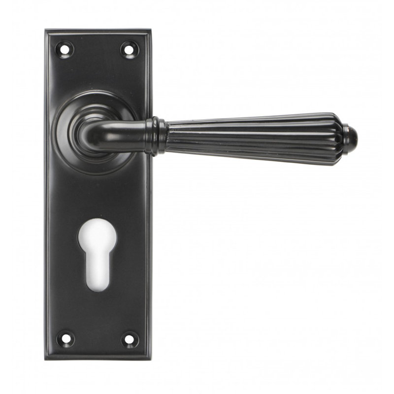 Hinton Lock Door Handle Kit, Aged Bronze