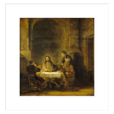 Le souper à Emmaüs [Les perlerins d'Emmaus] par Rembrandt van Rijn - Estampe numérique encadrée