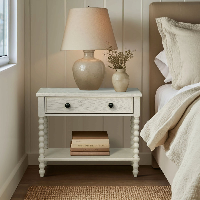 Grande table de chevet pour la chambre à coucher, Crème antique