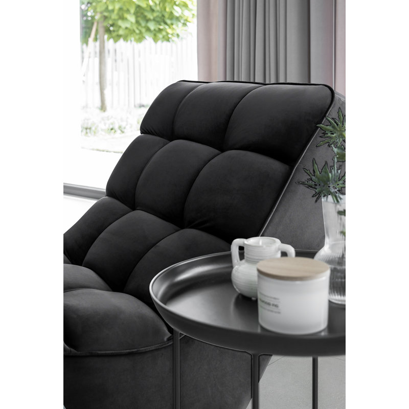 Mylee Upholstered Chaise Lounge, Black