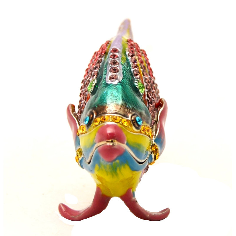 Boîte à bibelots Angel Fish fabriquée avec des cristaux autrichiens et un émail coloré