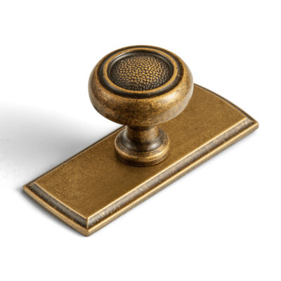 Hammered Center Mushroom Cabinet Knob with Assorted Decorative Backplates, Antique Brass  Textured Drawer Hardware