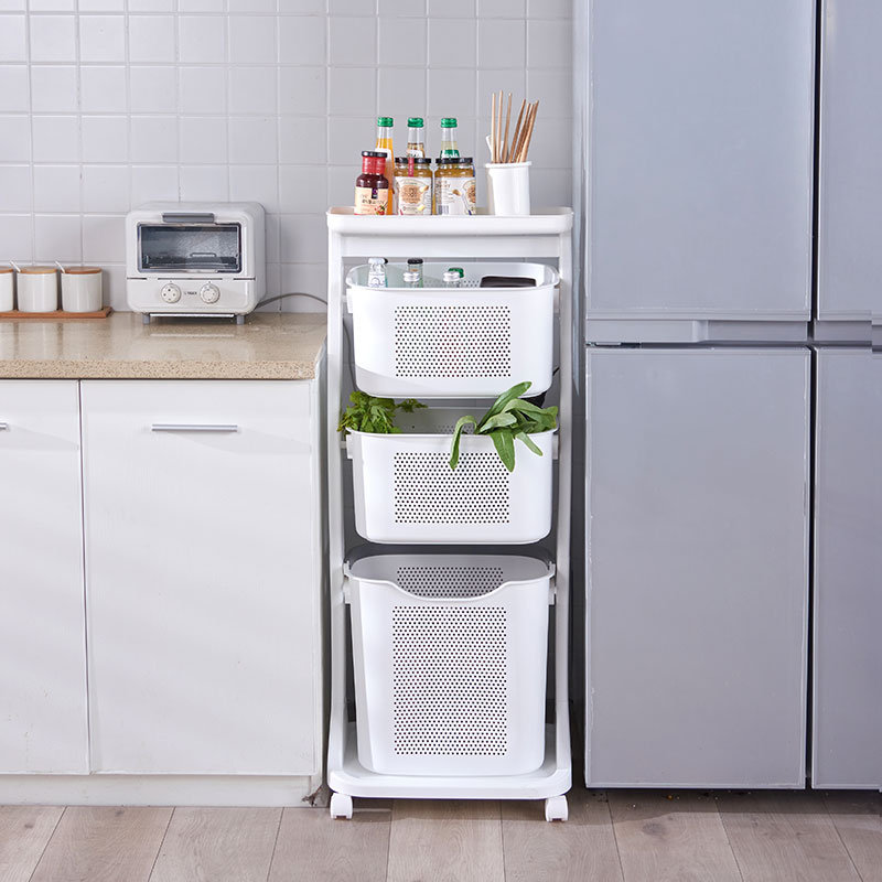 Rohrsburg 17.2'' W Plastic Shelving Unit with Wheels, White