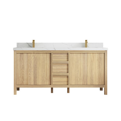 Chêne blanc Elizabeth X P 22 po D Meuble-lavabo double avec quartz
