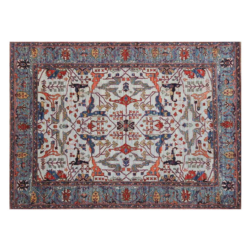 Tapis transitionnel rectangulaire en laine noué à la main
