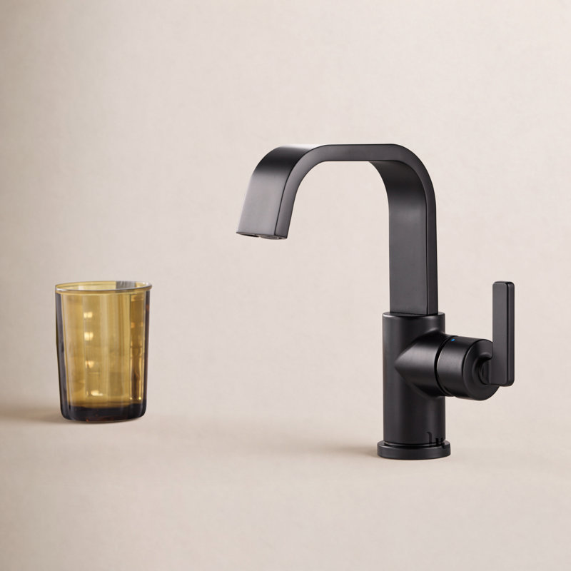 Single Hole Bathroom Faucet with Drain Assembly, Matte Black