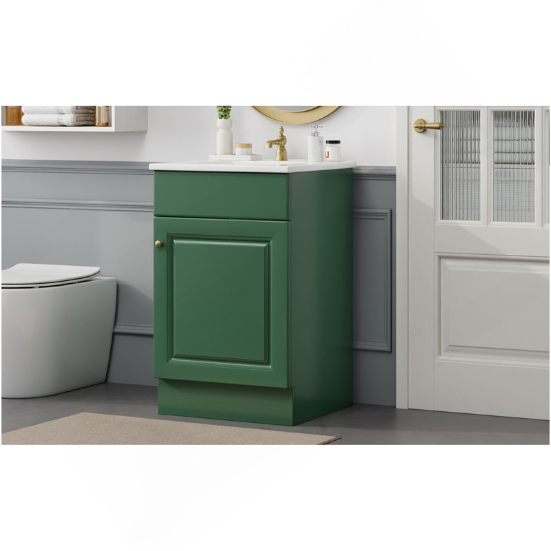 Meuble-lavabo de 20 po avec lavabo, meuble-lavabo avec tablette de porte et tablette réglable, vert, Vert
