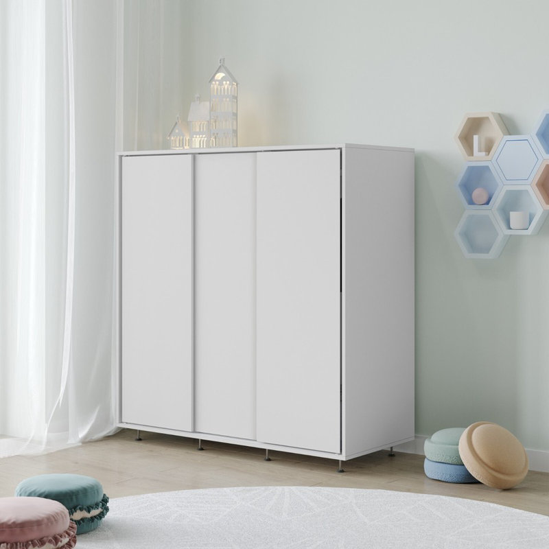 Solid Wood Wardrobe, White