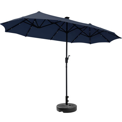 Parasol de patio 13 pi avec lumières solaires et base incluse