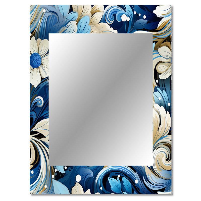 Shontai Nautical Allure Paisley Pattern - Paisley  Wall Mirror, Paisley, Floral Decorative Mirror, Printed Metal Art