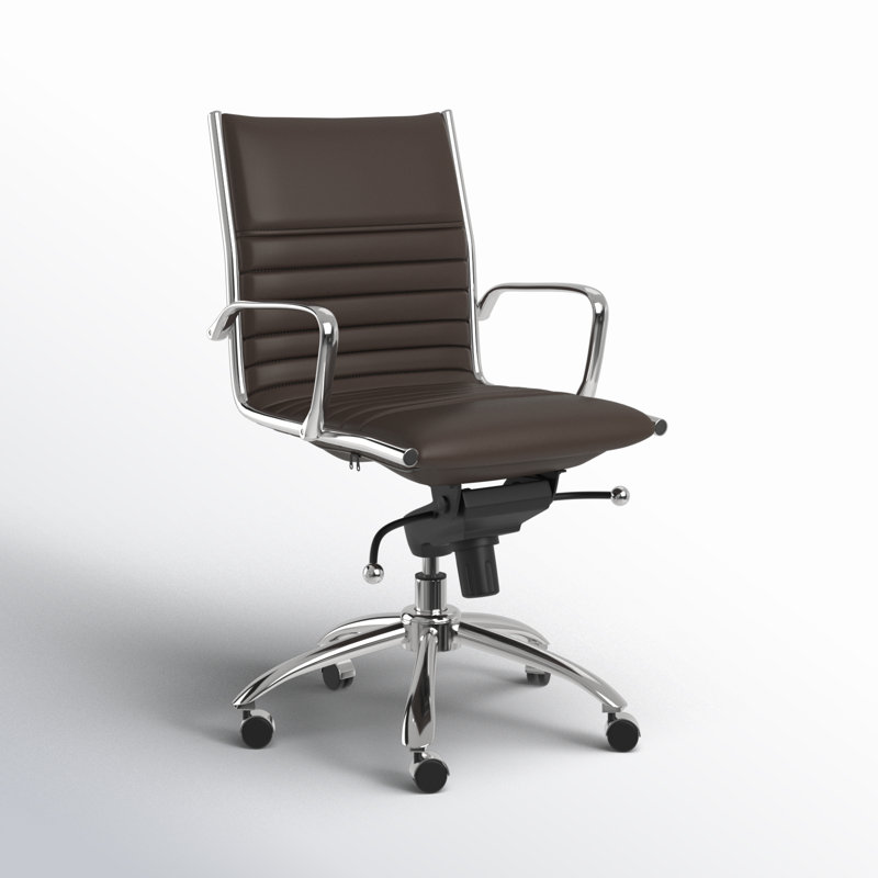 Naida Faux Leather Swivel Task Chair, Yes, Brown Faux Leather