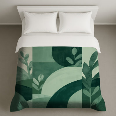 Green Geometric Botanical Duvet Covers