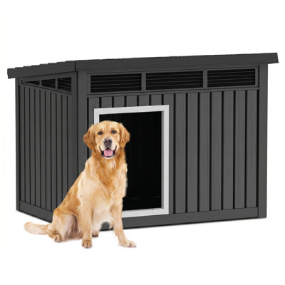 Dog House Indoor Outdoor Durable House with Weatherproof Pet House for Small Medium Large Dogs (Black, Large Size)