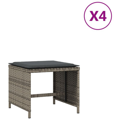 Bay Isle Home? Patio Stools With Cushions 4 Pcs 15.7"X15.7"X13.8" Poly Rattan