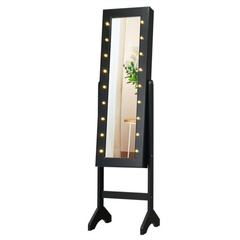 Armoire à bijoux avec miroir Bhanweri, Noir