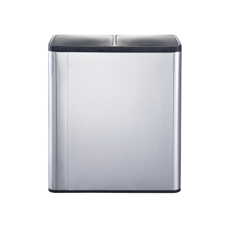 Stainless Steel Dual Compartment Soft-Step Trash and Recycling Bin