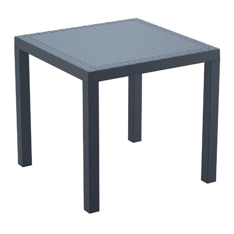 Table de salle à manger en résine à lattes pour l'extérieur, Gris foncé, L 35 po x l 35 po x H 18 po