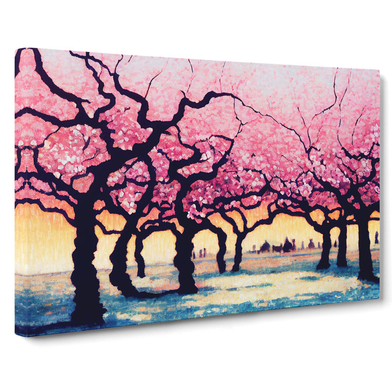 Enigmatic Cherry Blossom Trees - Wrapped Canvas, 40cm H x 60cm W x 3cm D