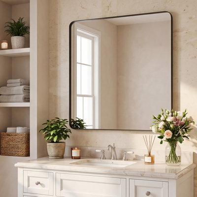 Wall Mirror for Dresser, Bathroom Vanity, Black Aluminum Frame