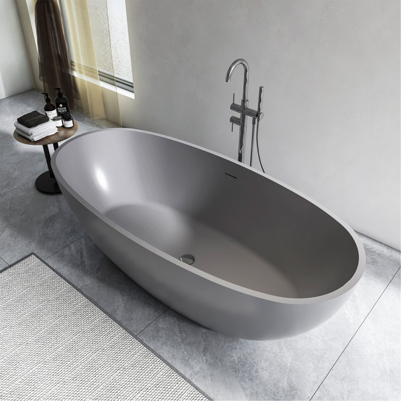 Baignoire de trempage autoportante 65,2 pouces pour salle de bain