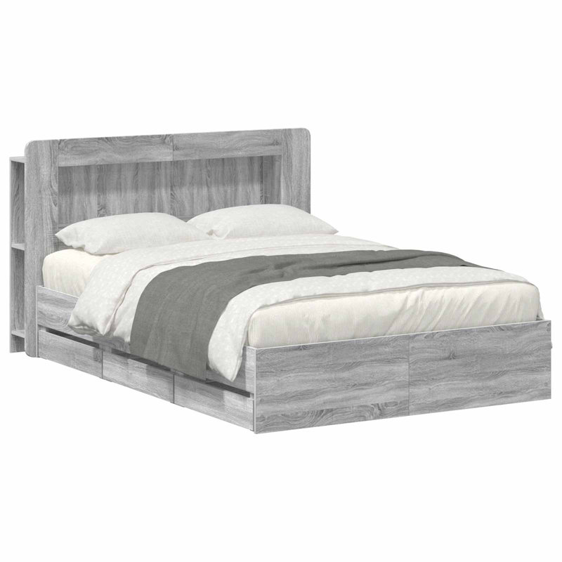 Bed, Grey Sonoma, European Kingsize (160 x 200 cm)