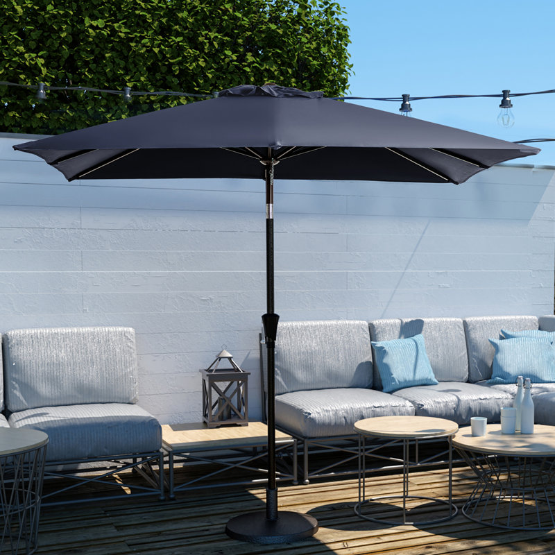 Parasol de marché carré Myari, Bleu marine