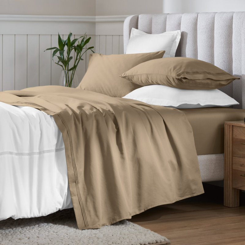 Egyptian Cotton Deep Pocket Solid 650 Thread Count Sheet Set, Taupe, Split King
