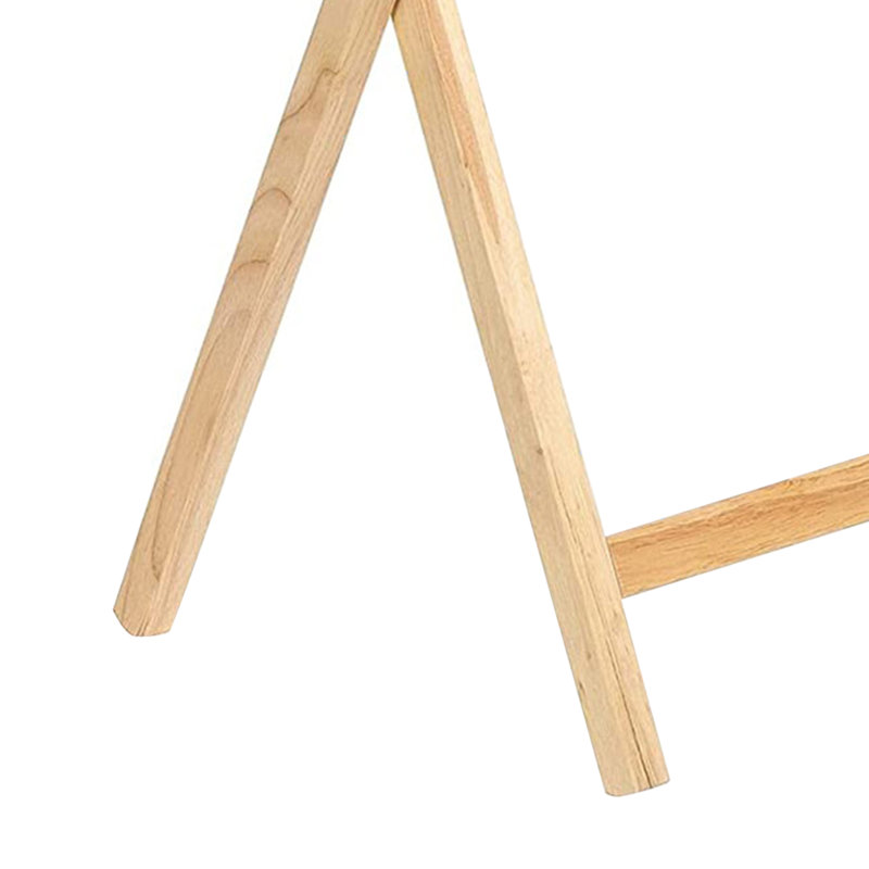 Natural Solid Wood Folding TV Tray Table Set with Storage Rack, 7-Piece