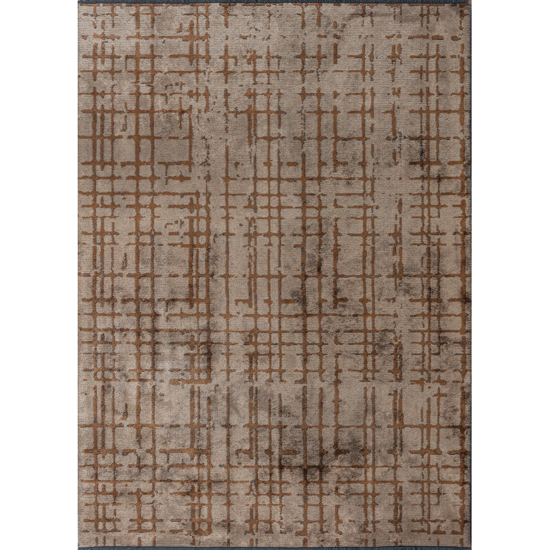 Rapture Brown/Tan Abstract Luxury Area Rug, Rectangle 7'10" x 11'2"