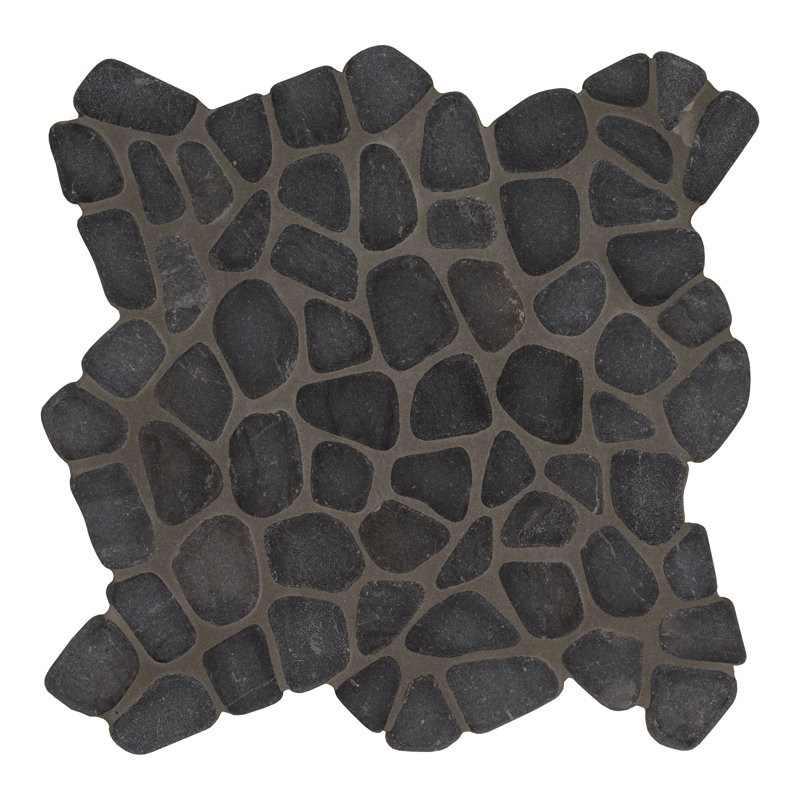 Marvella Pebble 12 in. x 12 in. Natural stone Mosaic Floor and Wall Tile, Obsidian