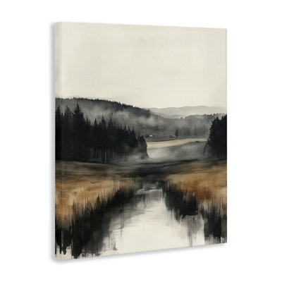 Art mural sur toile paysage sépia campagne, design par Annabelle Hall