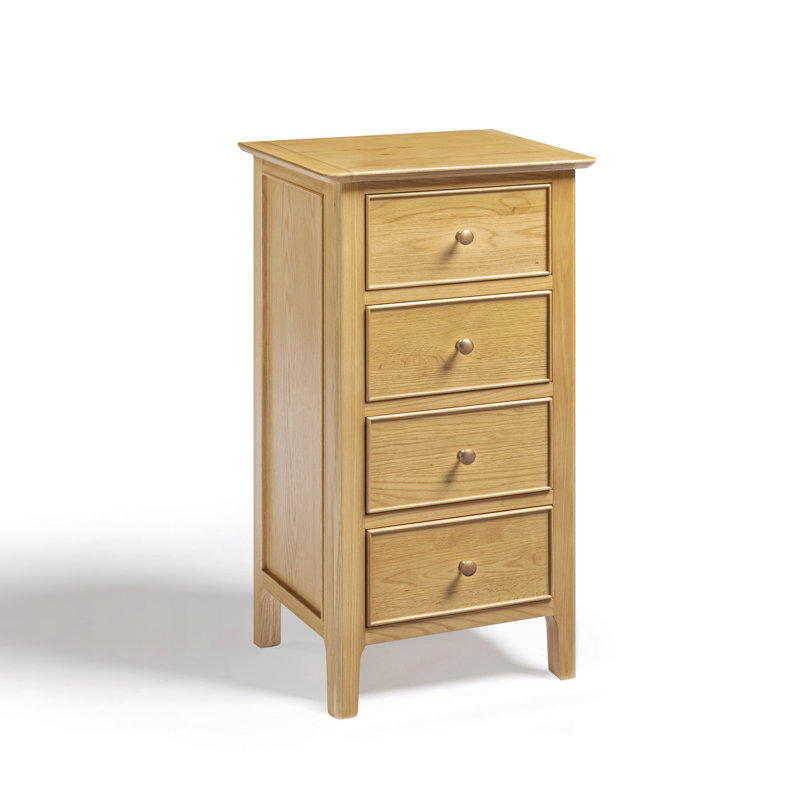 Bodkin Wooden Rustic Tallboy Chest of Drawers - Traditional Farmhouse Style, 95cm H x 50cm W x 40cm D, Oak