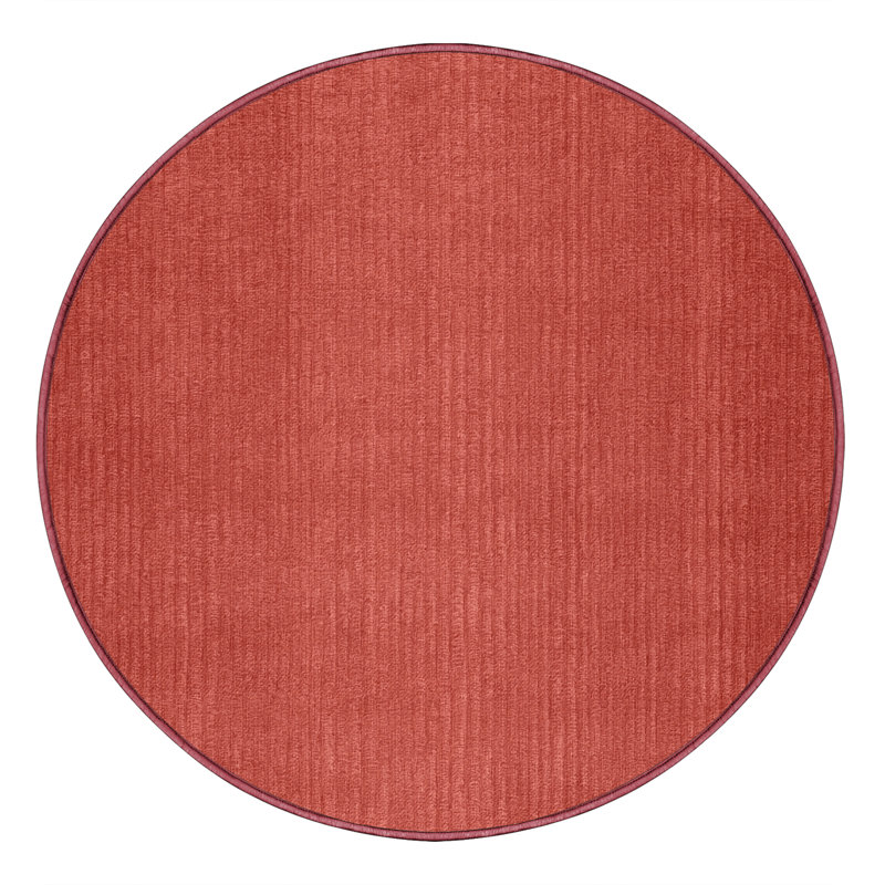 Tapis rouge uni lavable à la machine, Rond 4 pi