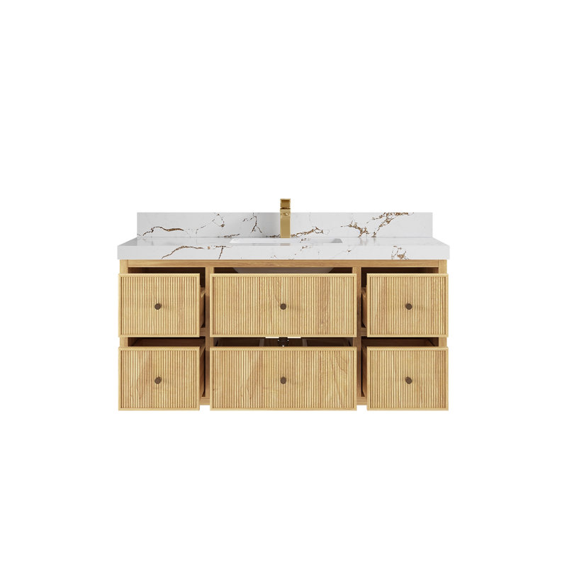 Nedrick 48 " W Wall Mounted Wall Mounted 1 Single Vanity Bathroom Vanity With Quartz Top