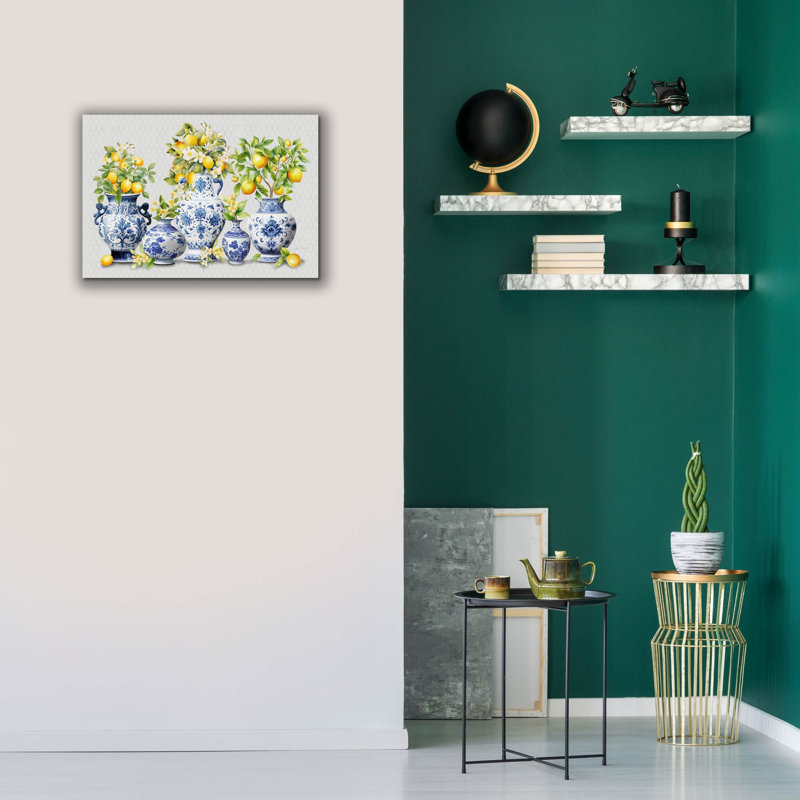 Art mural sur toile Epic Graffiti «Lemons And Chinoiserie D» par Jean Plout, H 18 po x l 26 po x P 0,75 po