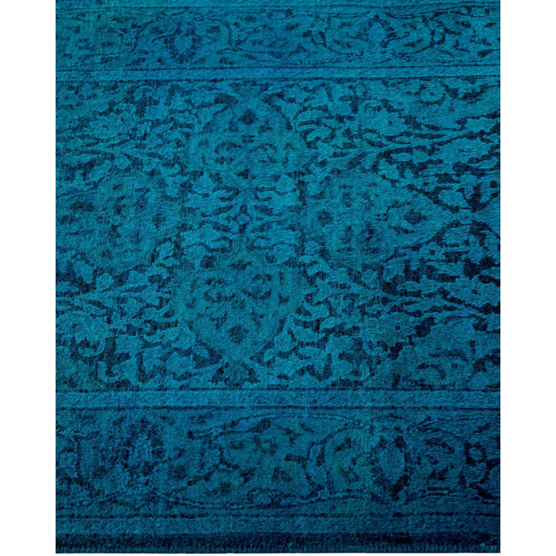 Tapis unique bleu / sarcelle 2 pi 6 po x 23 pi 9 po Yulya