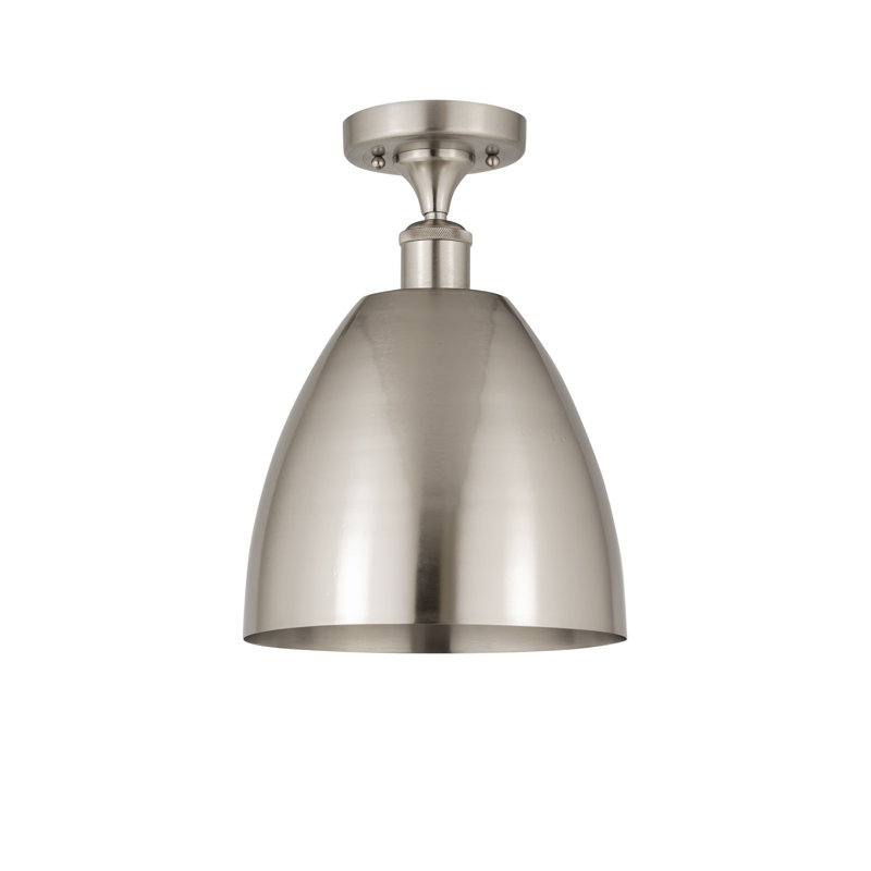 Plafonnier semi-encastré 1 lumière, DEL, Nickel satiné brossé, H 12,88 po x l 9 po x P 9 po