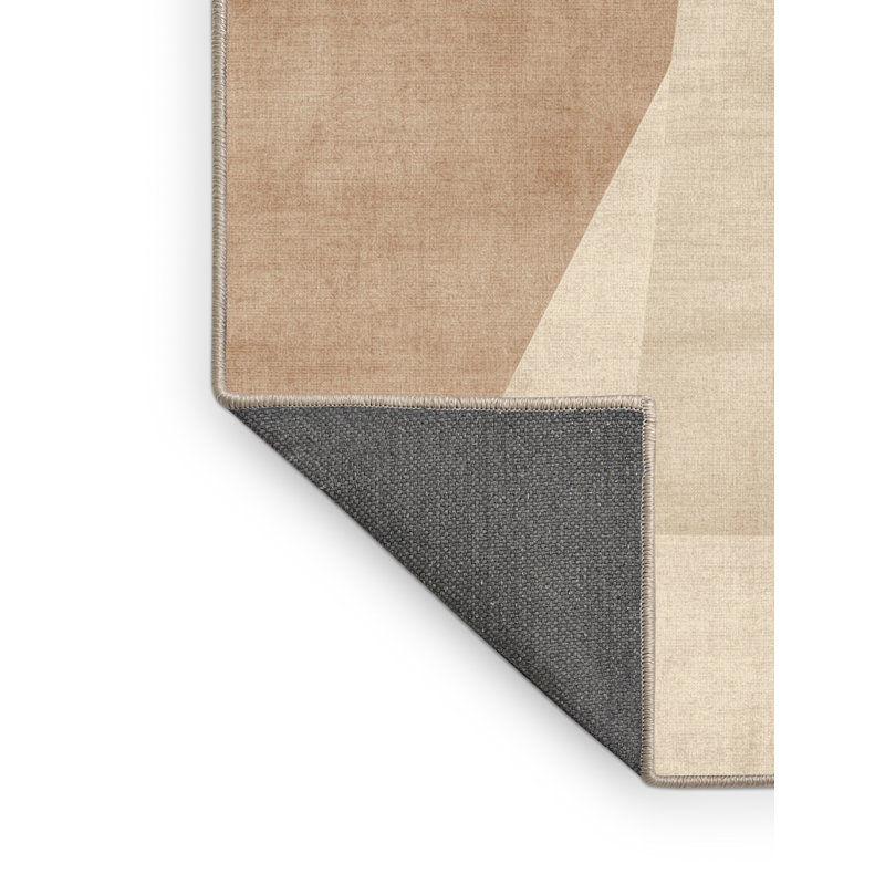 Tapis beige moelleux doux et uni de couleur unie - reliure beige, 8 x 10