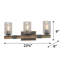 Barre d'éclairage de salle de bain ou de meuble-lavabo 3 lumières l 24 po en noyer noir Loon Peak V4373 avec abat-jour cylindrique en verre bullé transparent