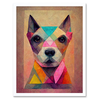 Geometric Colourful Multicoloured Pastel Dog - Single Picture Frame Print