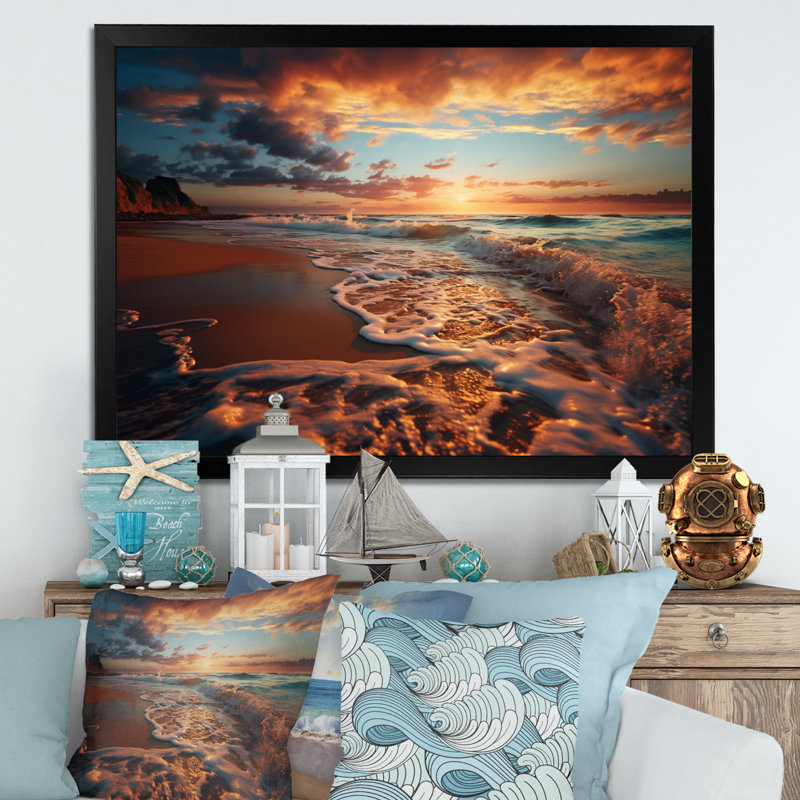 Golden Sands A Mesmerizing VI - Landscapes Wall Decor, H 12 po x l 20 po x P 1 po, Cadre photo noir
