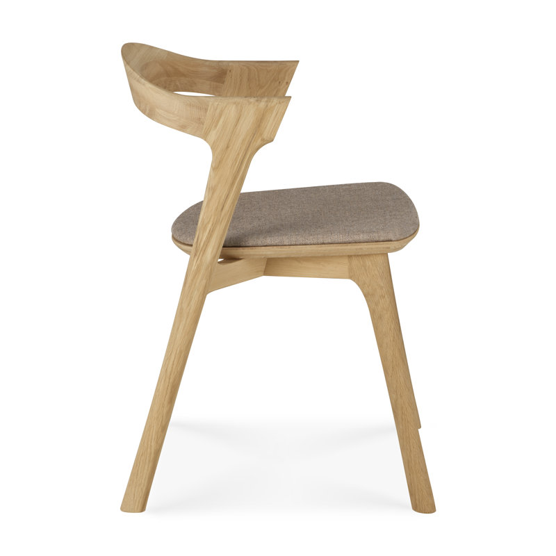 Bok Upholstered Dining Chair, Varnished Oak, Warm Grey Polyester Blend/Acrylic