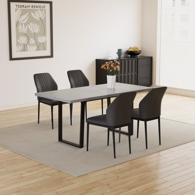 Modern Kitchen Dining Set, Extendable Dining Table with Dining Chairs(1Table 4Table)