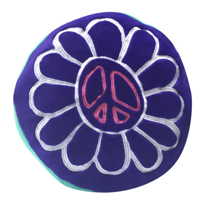 Peace And Love Embroidered Reversible Throw Pillow