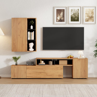 Unfinished TV Stand for TVs up to 85" with Fireplace Included